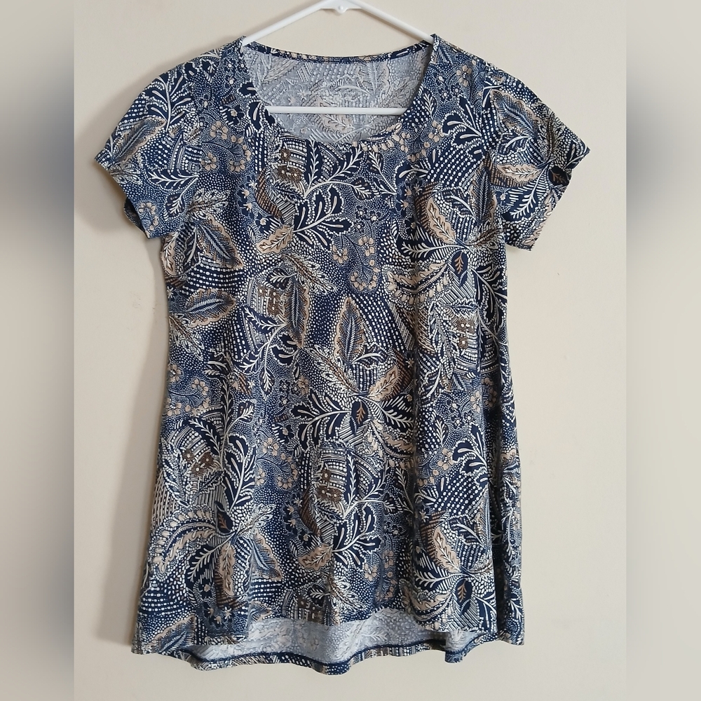 J. Jill Pure Jill Blue Scoop Neck Elliptical Tee